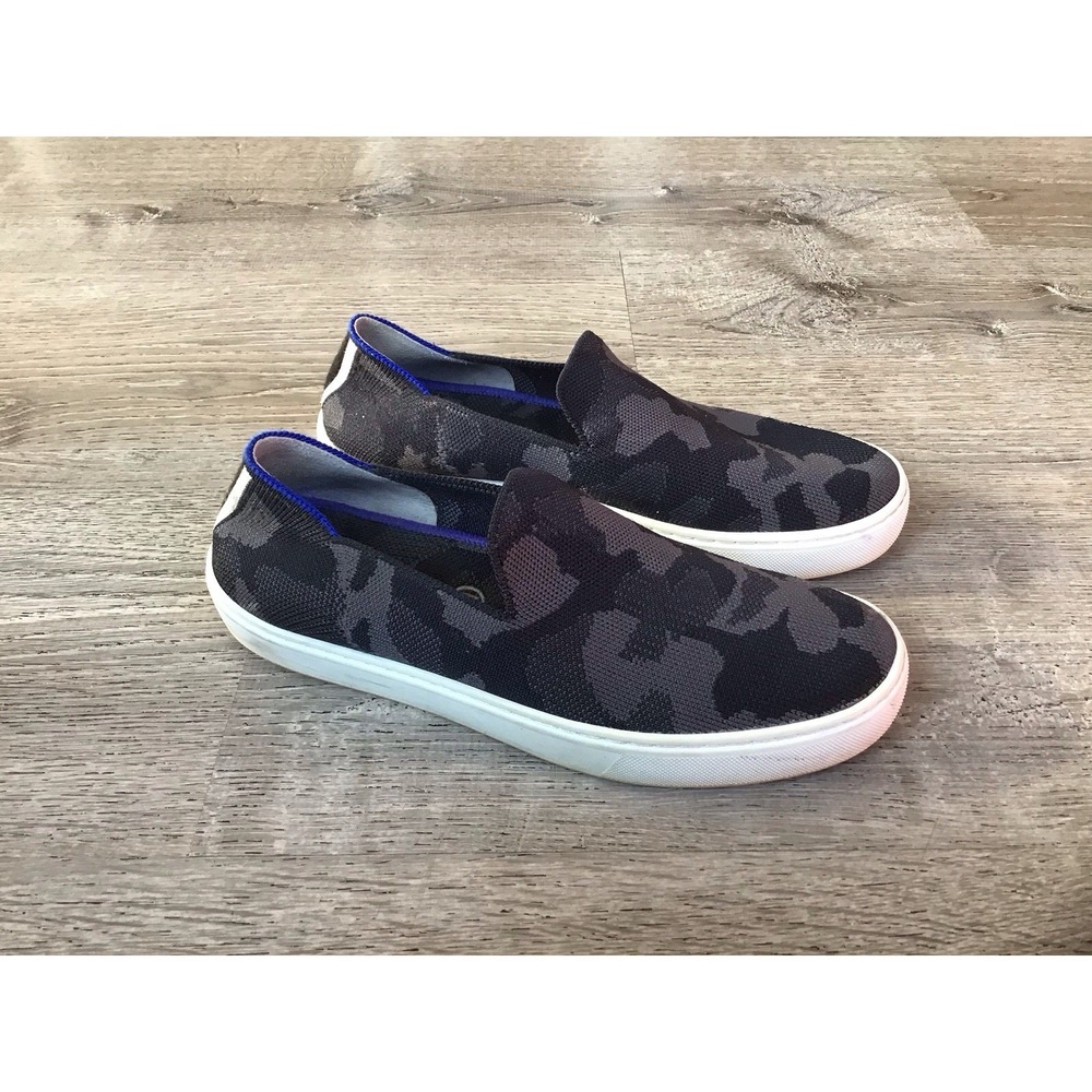 Rothys Womens Size 7.5 Shoes Slip On Sneakers Black Gray Camo Comfort